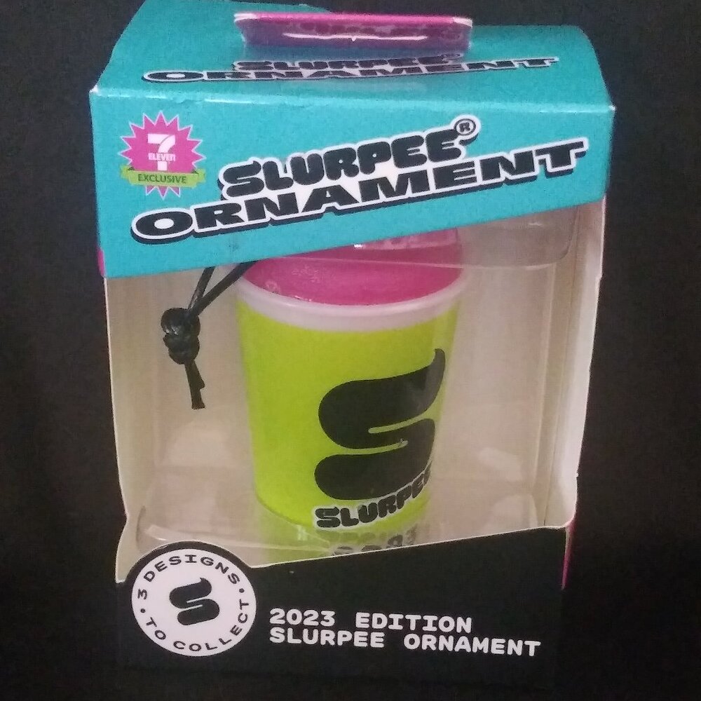 7 Eleven Neon Green Slurpee Christmas Ornament 2023 Edition Hanging Holiday Deco